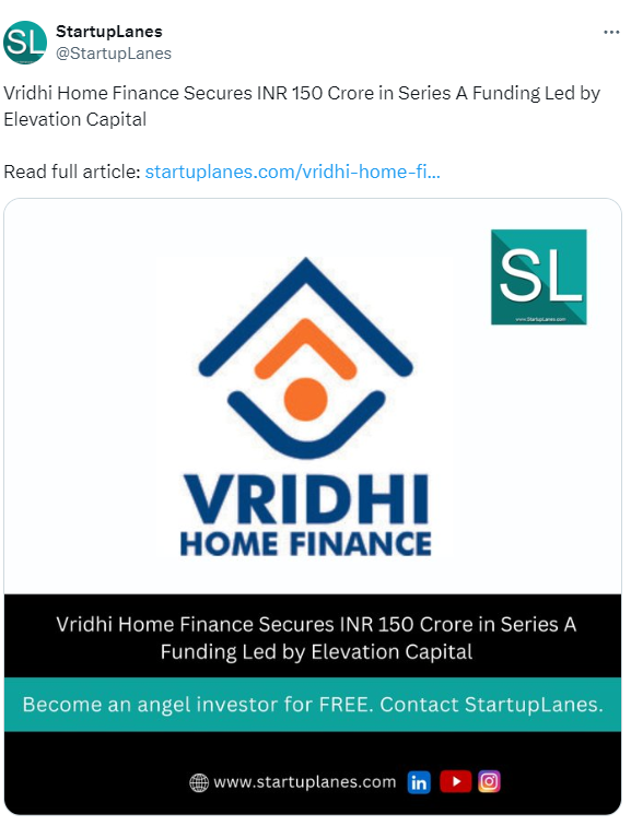 Vridhi Home Finance raised Rs 150 Cr in their Series A round, led by Elevation Capital