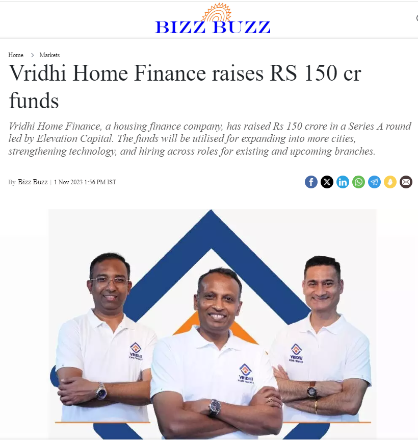 Vridhi Home Finance raises RS 150 cr funds